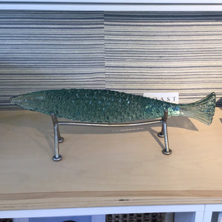 Glass fish on stand small